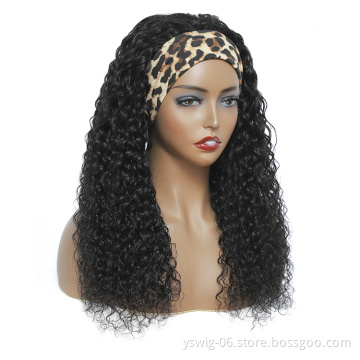 Headband Wigs for Black Women, Brazilian Virgin Hair Water Wave Headband Wigs Human Hair, Brazilian Virgin Human Hair Wigs